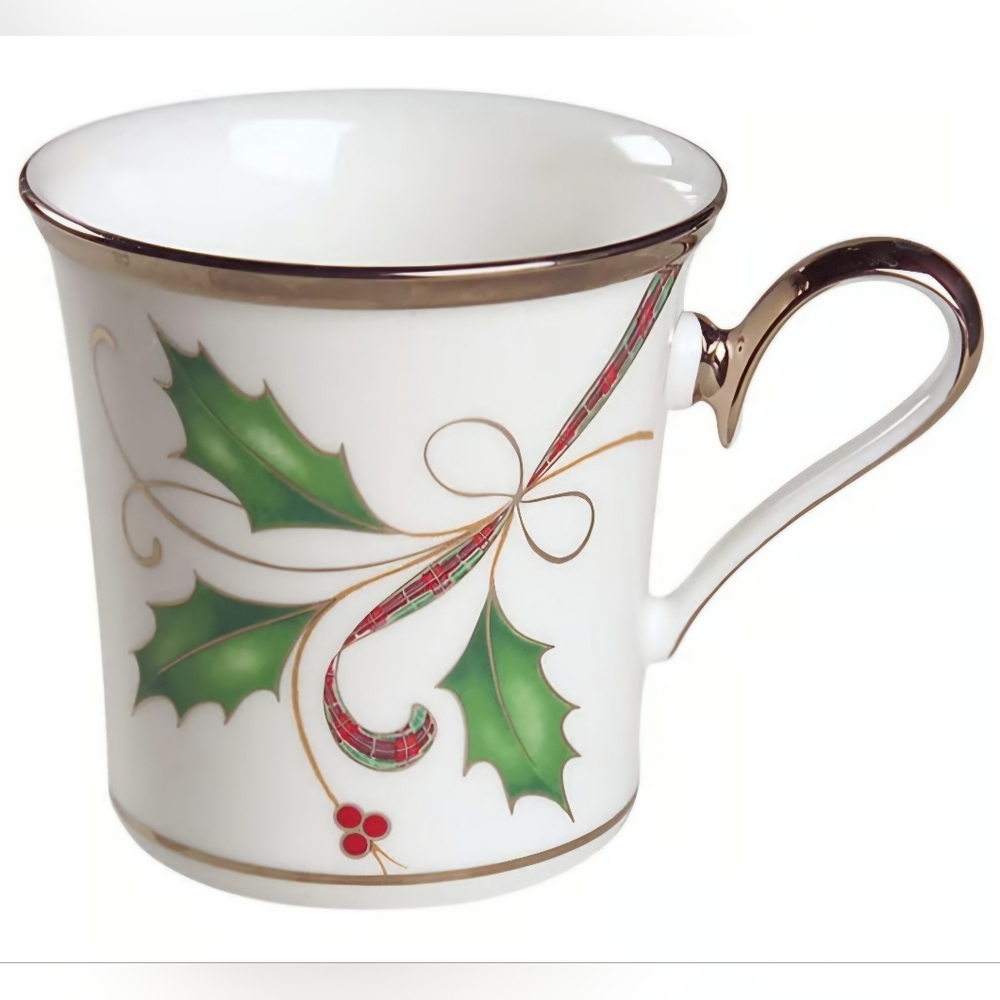 *Lenox Holiday Nouveau Platinum (White) Set Of 4 China Mugs